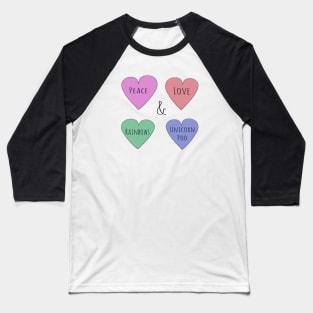 Peace Love Rainbows & Unicorn Poo Baseball T-Shirt